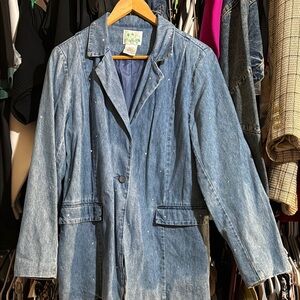 Denim Blue Women's Jacket with rhinestones